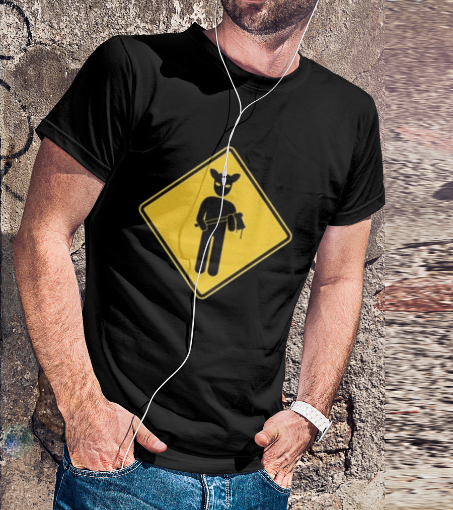 Lamb Mask Caution Sign Horror Icon Warning T-Shirt