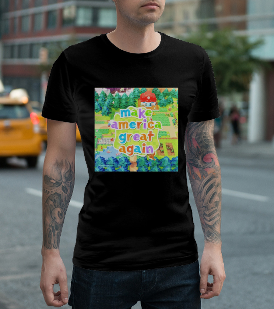 Make America Great Again Colorful Forest Game Inspired Scenery White House Pokopia Generator T-Shirt
