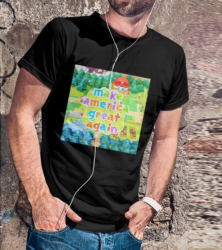 Make America Great Again Colorful Forest Game Inspired Scenery White House Pokopia Generator T-Shirt