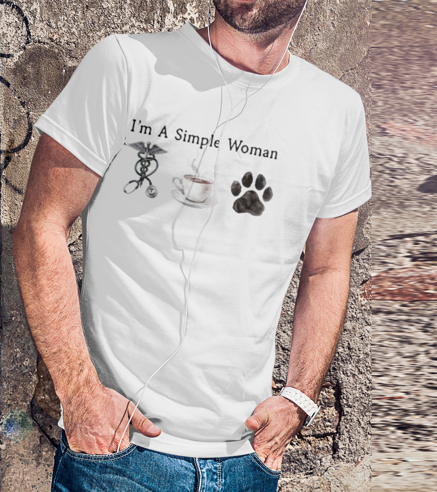 I'm A Simple Woman Nurse Coffee Paw Print T-Shirt