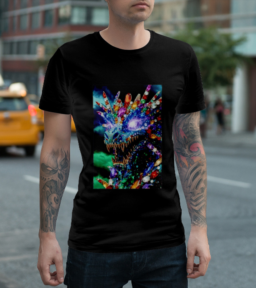 Dragon Crystal Psychedelic Gem Monster Multicolor Jewel Encrusted Creature T-Shirt