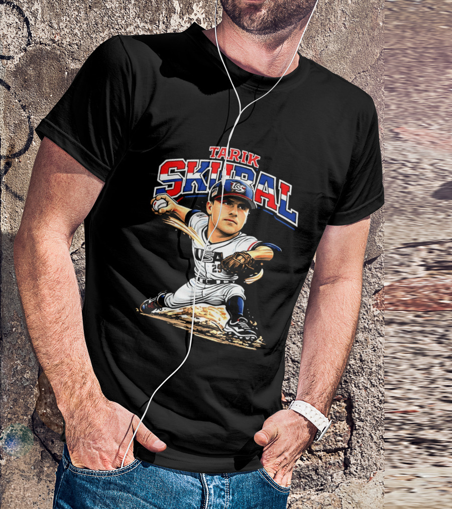Tarik Skubal USA Baseball Classic Pitcher Caricature T-Shirt