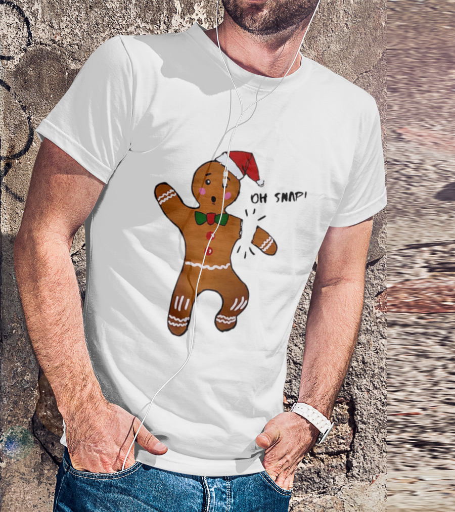 Gingerbread Man Oh Snap Broken Arm Christmas Humor T-Shirt
