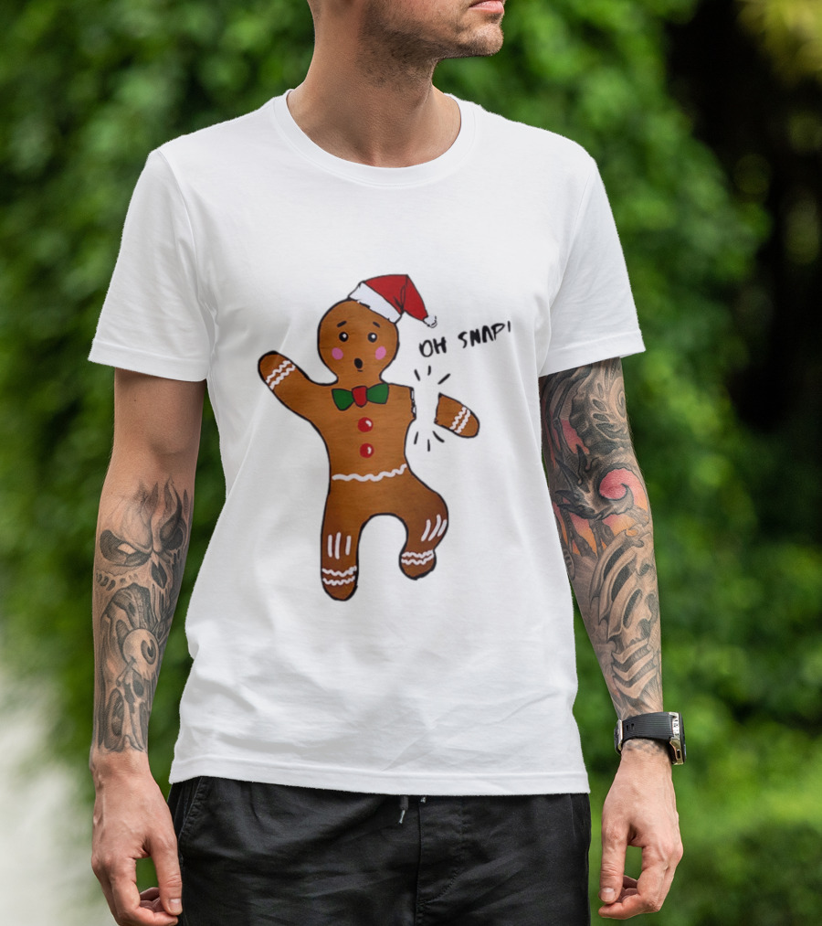 Gingerbread Man Oh Snap Broken Arm Christmas Humor T-Shirt