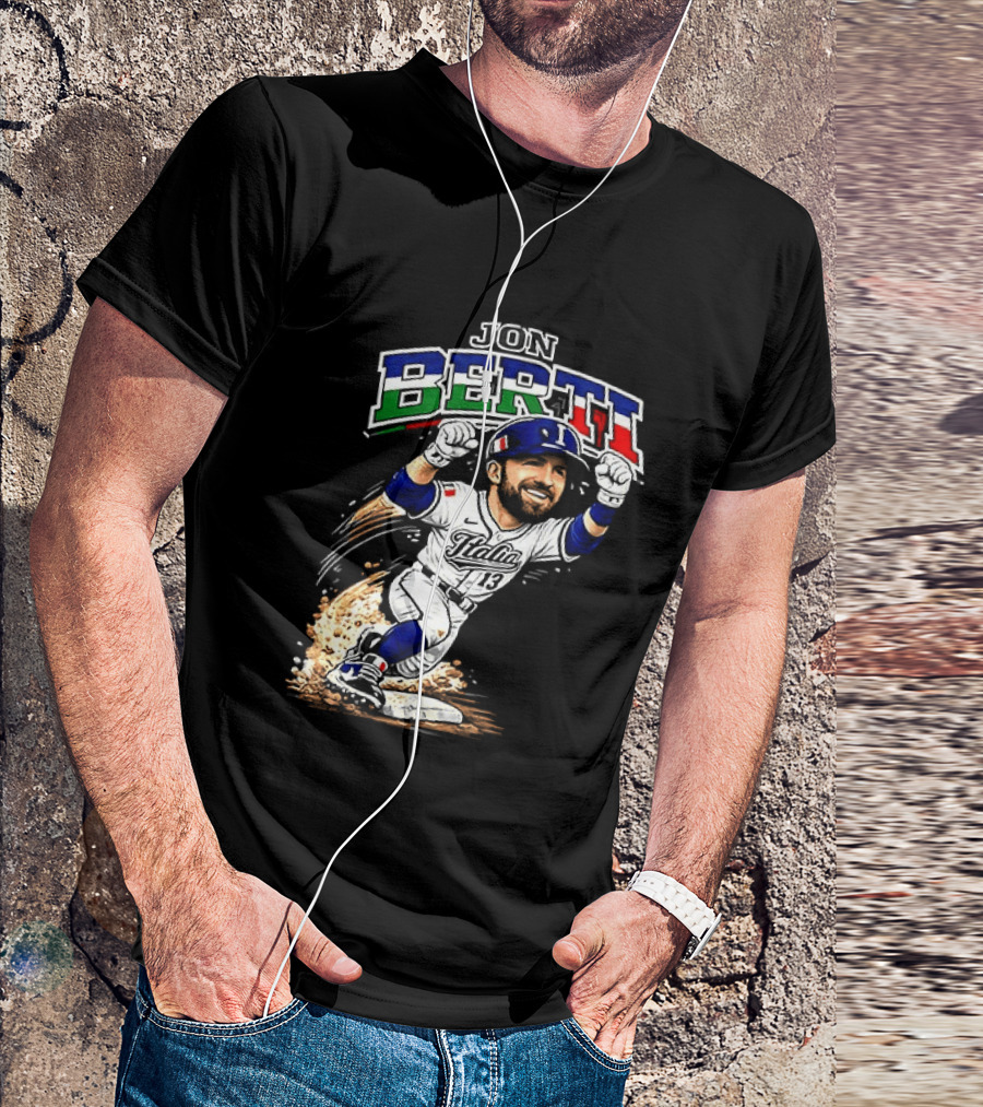 Jon Berti Italy Baseball Classic Caricature 13 T-Shirt