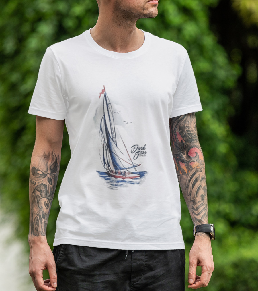 Dark Seas Smooth Sails Sailboat Nautical Adventure T-Shirt