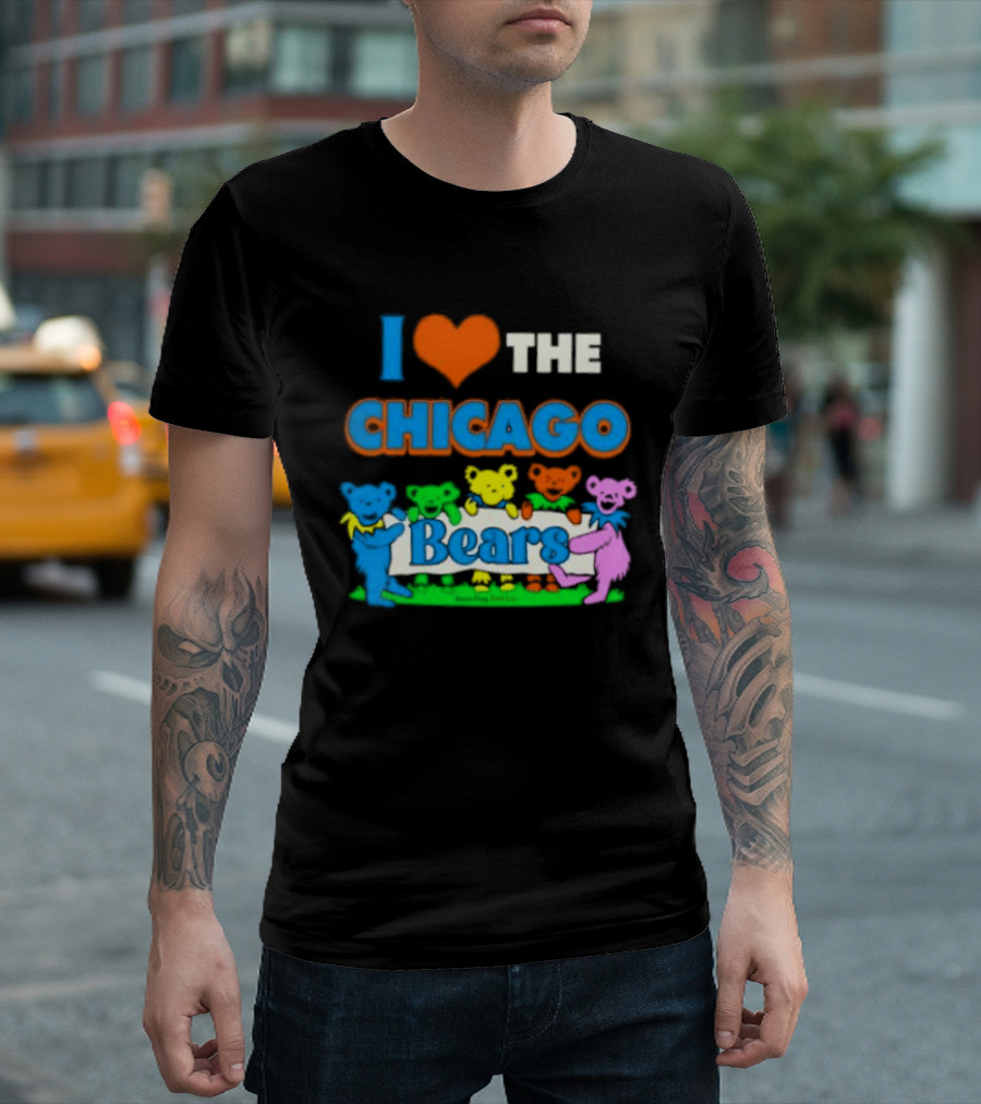 I Love The Chicago Bears Grateful Dancing Bears T-Shirt