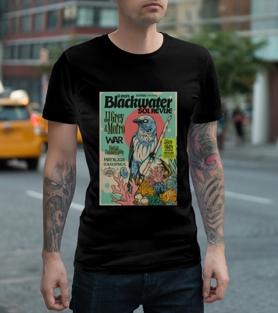JJ Grey & Mofro Blackwater Sol Revue St. Augustine FL May 16 2026 War Big Bad Voodoo Daddy Live Wildly Presents Concert Event T-Shirt