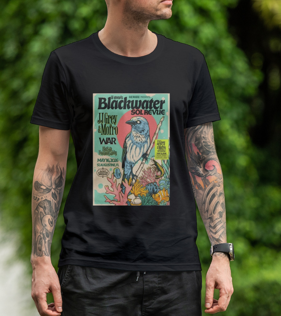 JJ Grey & Mofro Blackwater Sol Revue St. Augustine FL May 16 2026 War Big Bad Voodoo Daddy Live Wildly Presents Concert Event T-Shirt