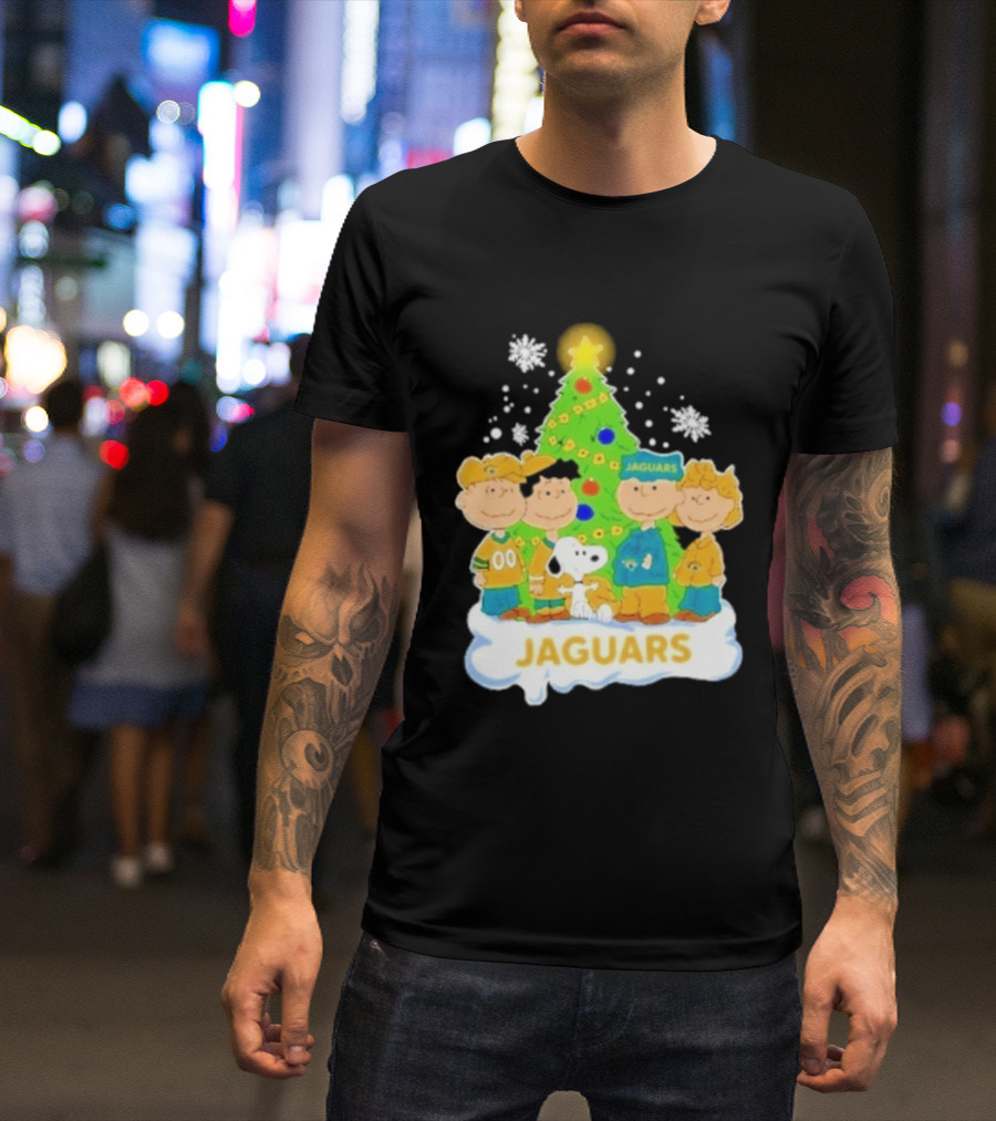 Jacksonville Jaguars Snoopy Peanuts Christmas Tree Celebration T-Shirt