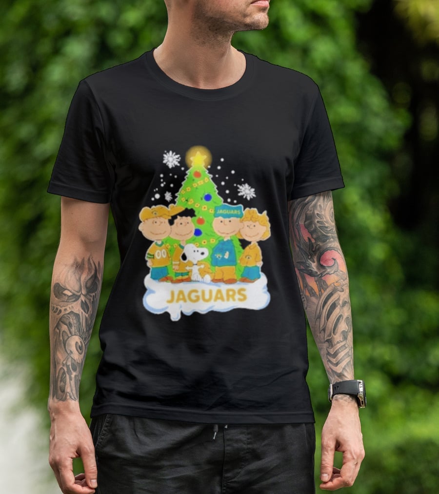 Jacksonville Jaguars Snoopy Peanuts Christmas Tree Celebration T-Shirt
