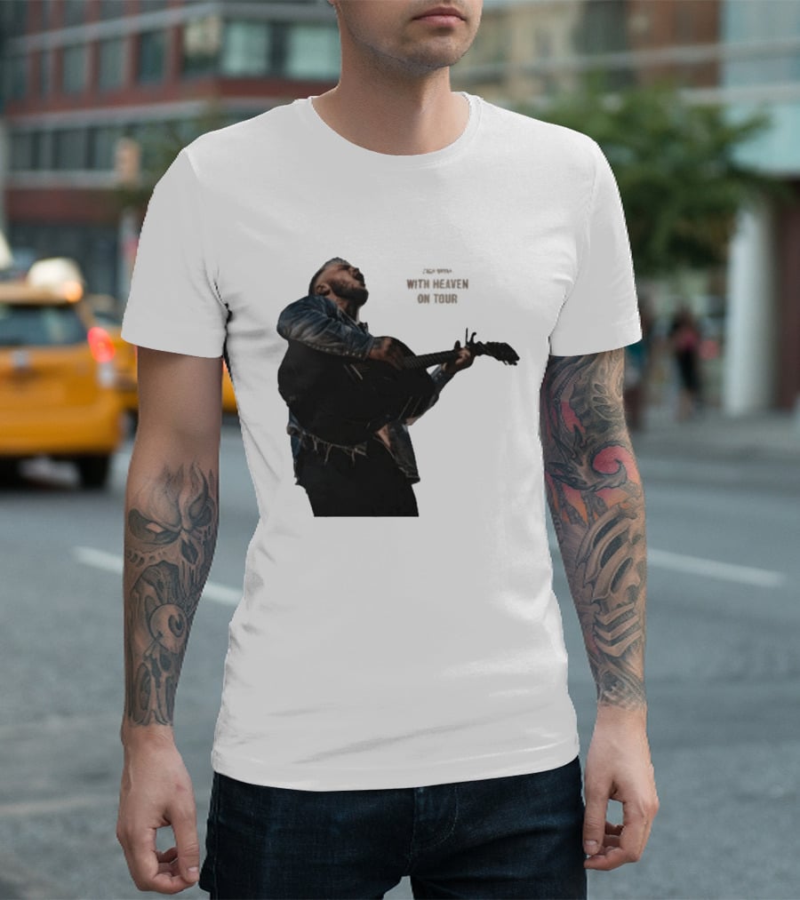 Zach Bryan Heaven On Top Photo Tour Denim Acoustic Performance T-Shirt
