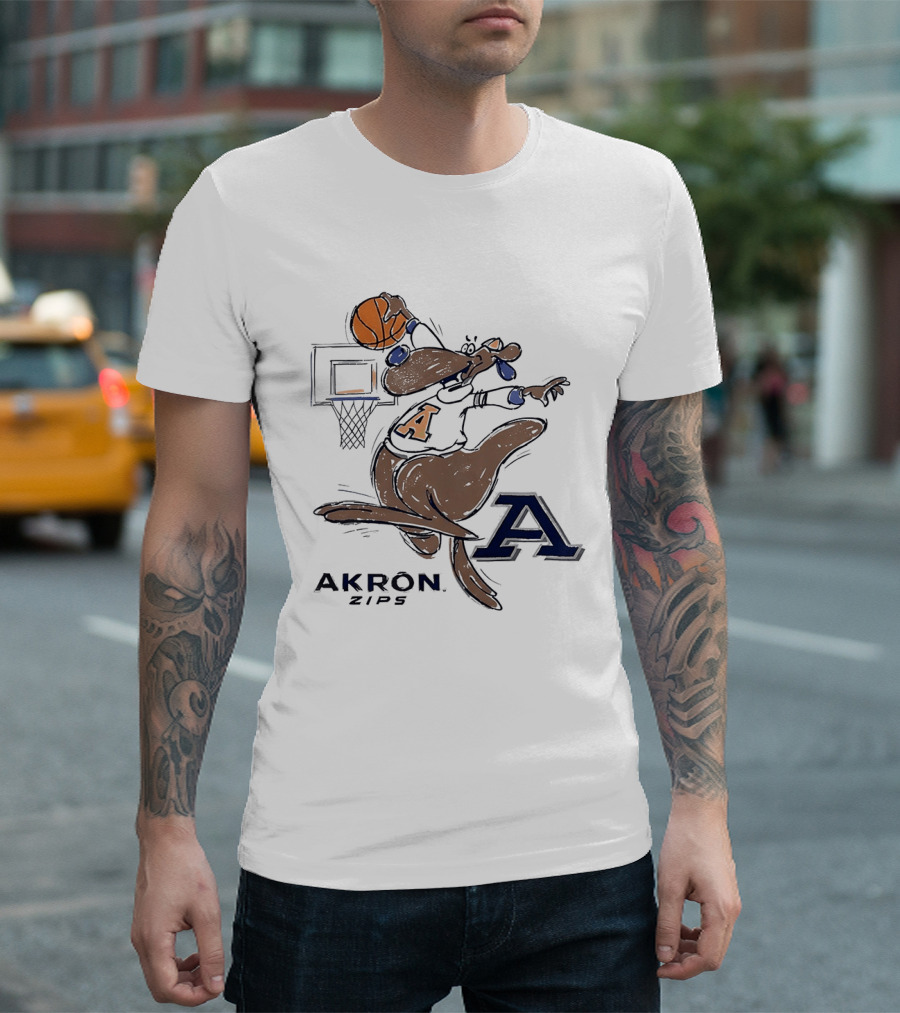 Akron Zips Zippy Basketball Dunking Action T-Shirt