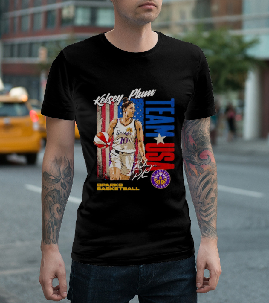 Kelsey Plum Team USA Los Angeles Sparks Basketball Spark T-Shirt