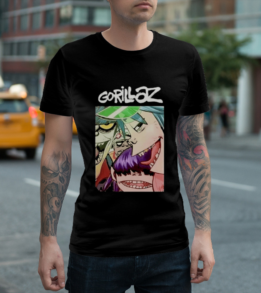 Gorillaz Cartoon Band Characters Art Comic T-Shirt
