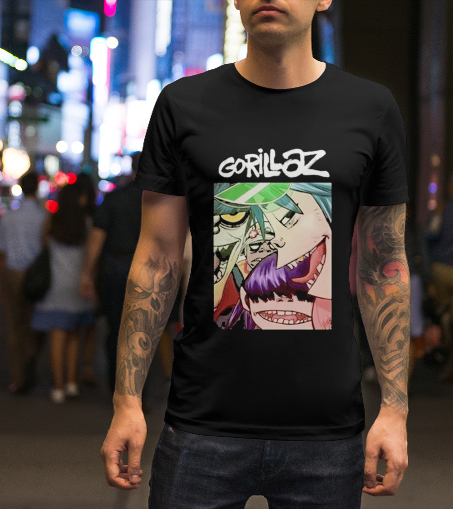 Gorillaz Cartoon Band Characters Art Comic T-Shirt