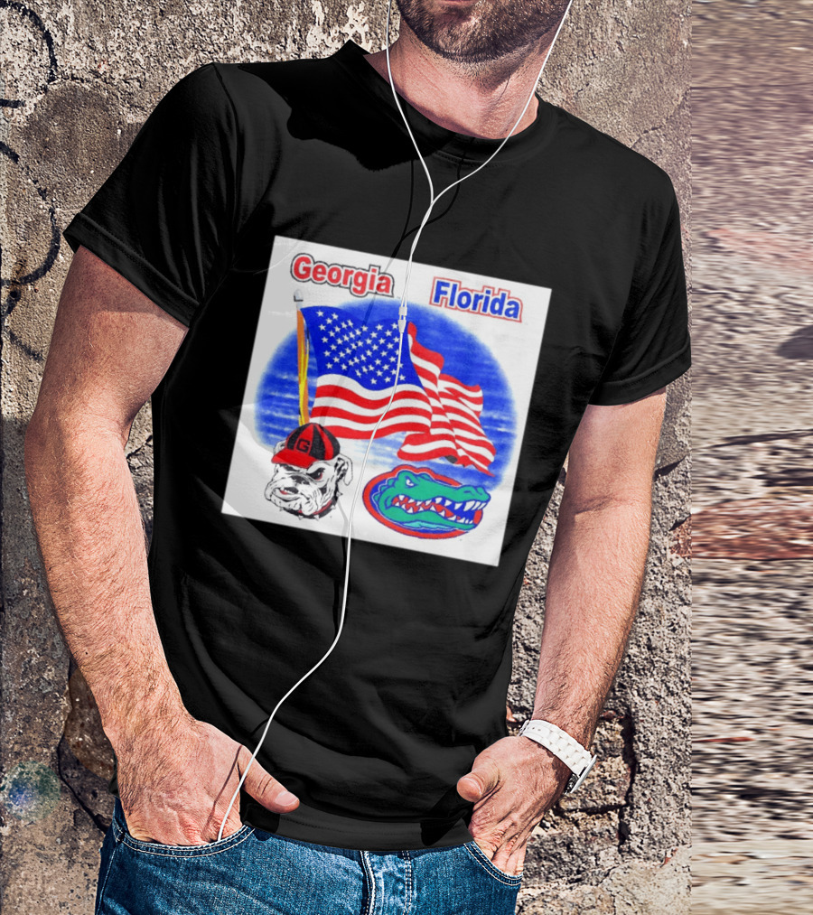 Georgia Vs Florida American Flag Bulldogs Gators Rivalry T-Shirt