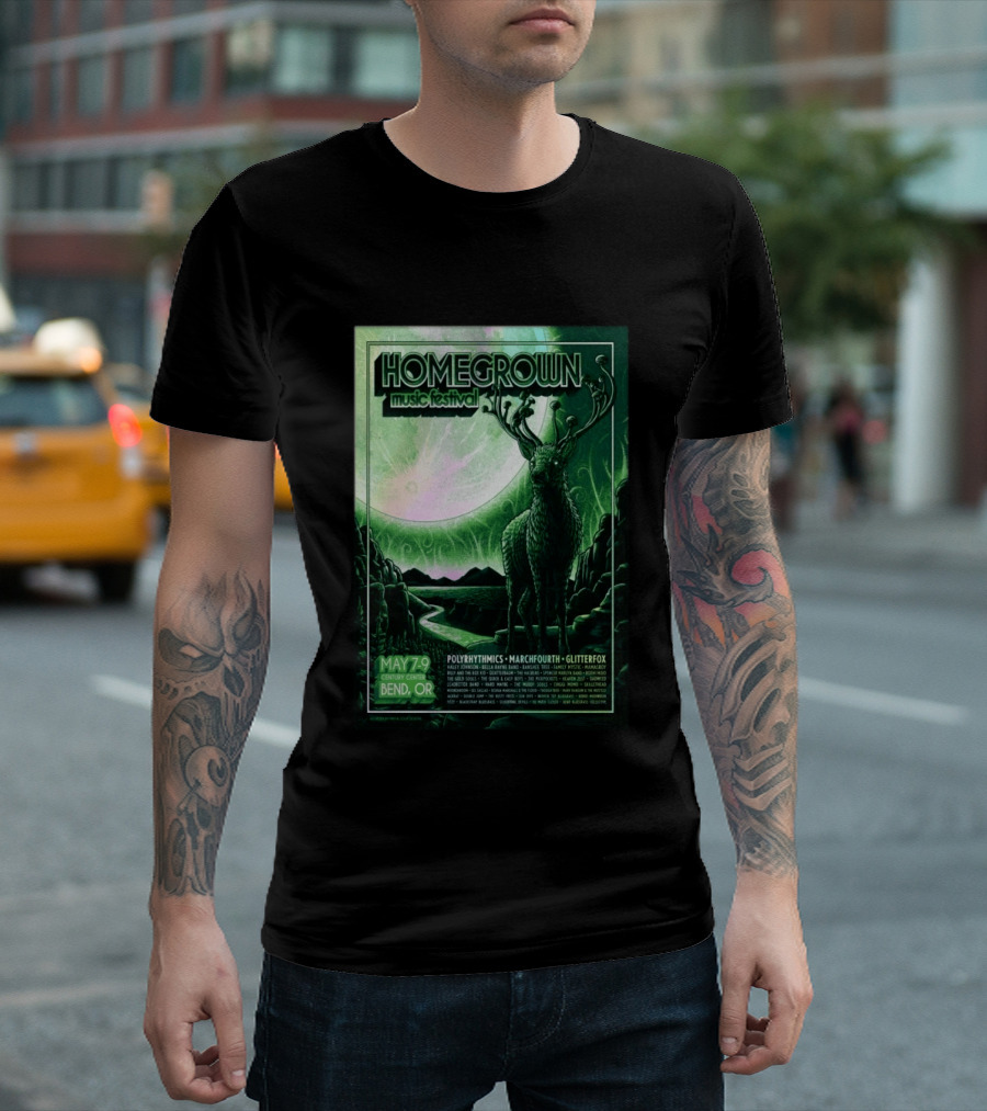Homegrown Music Festival Bend OR May 7 9 2026 Century Center Polyrhythmics Marchfourth Glitterfox T-Shirt