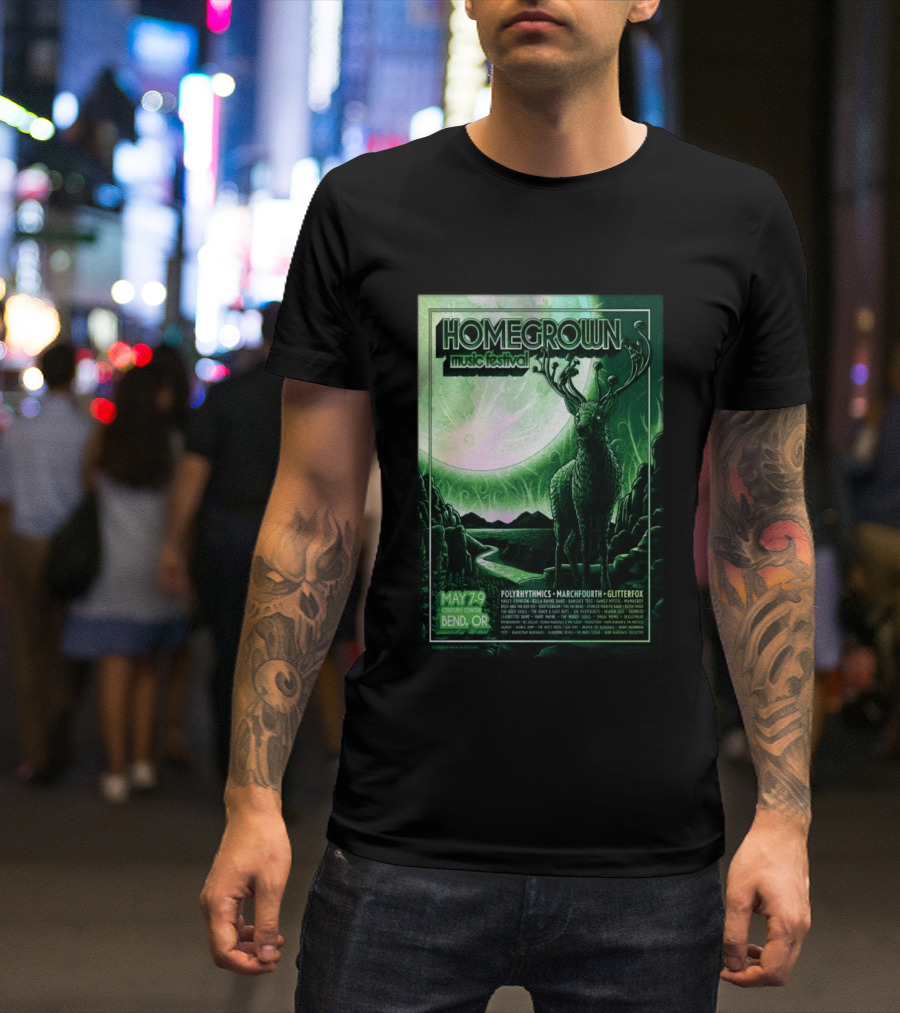 Homegrown Music Festival Bend OR May 7 9 2026 Century Center Polyrhythmics Marchfourth Glitterfox T-Shirt