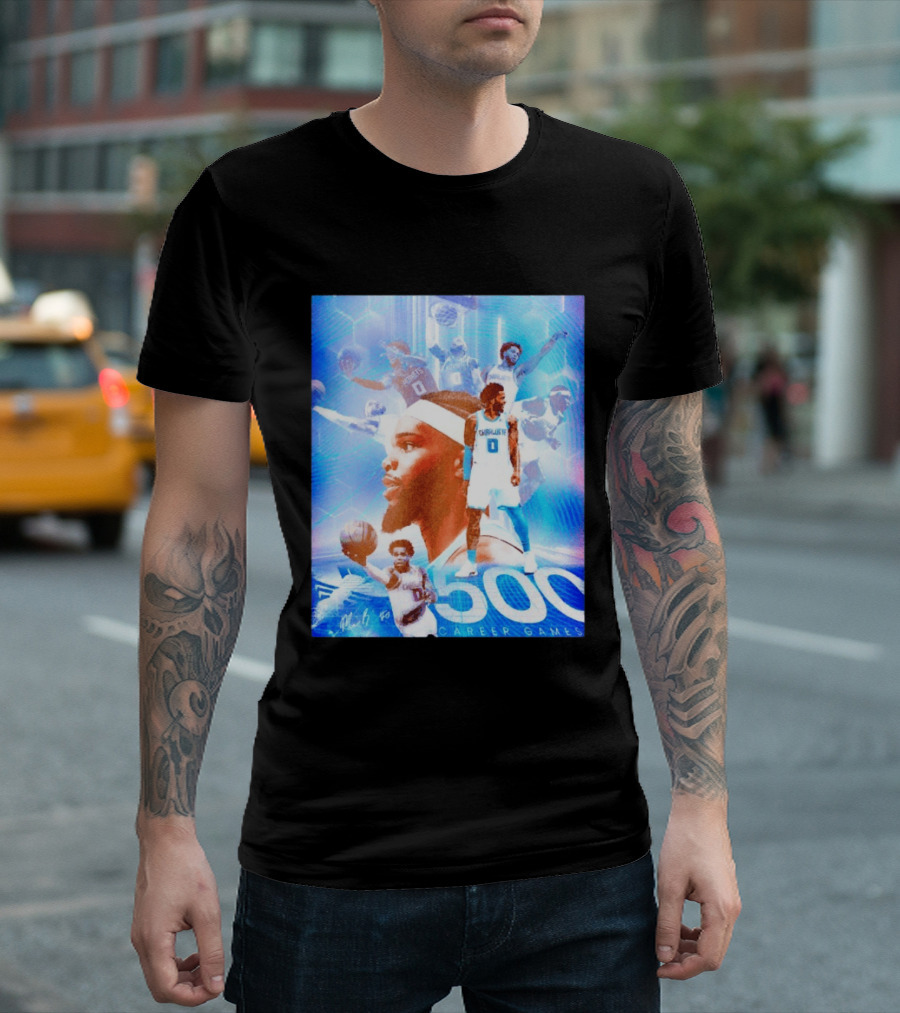 Miles Bridges 500 Career Games Collage Charlotte Hornets NBA Basketball T-Shirt