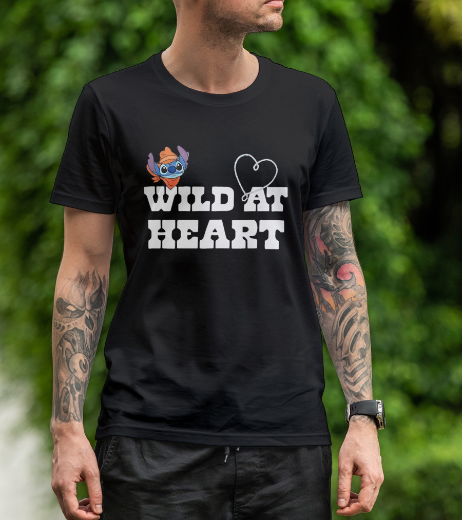 Stitch Wild At Heart With Love Icon And Fun Expression T-Shirt