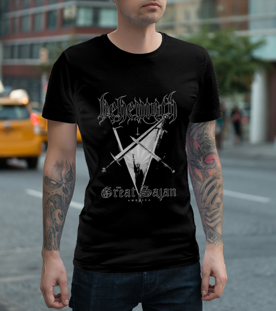 Behemoth Great Satan Inverted Cross Swords T-Shirt