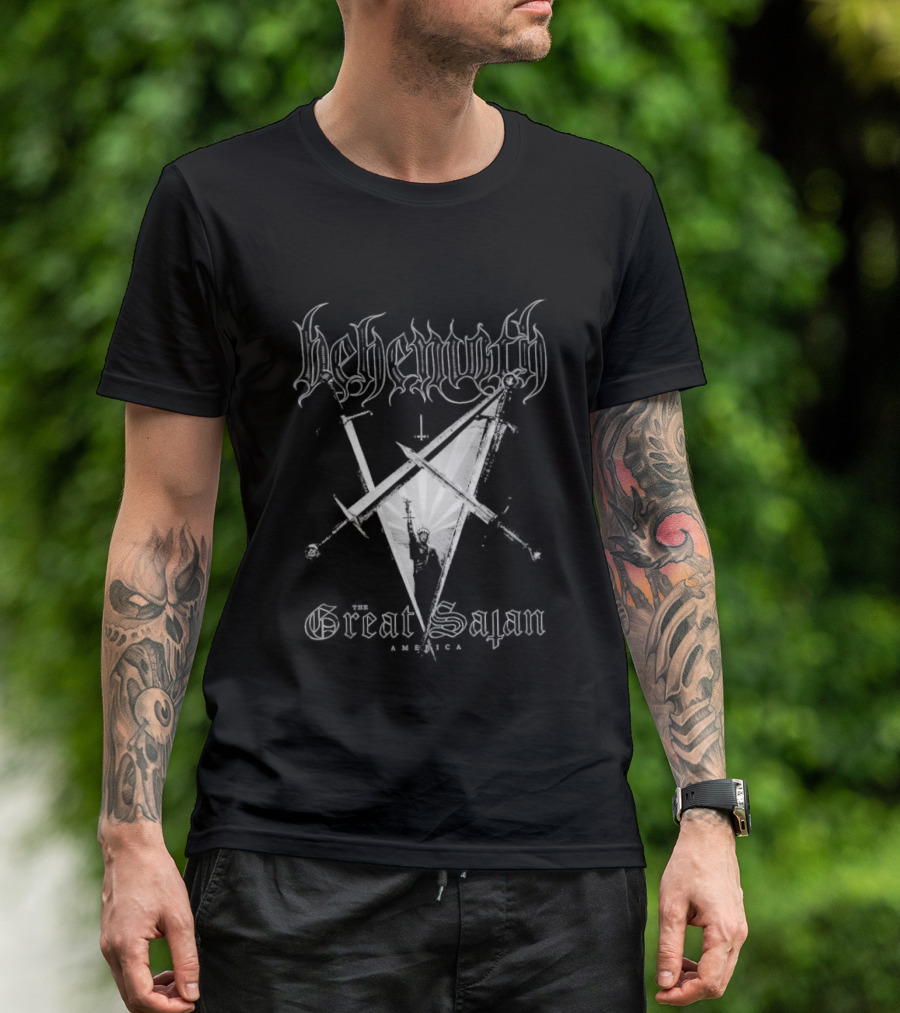 Behemoth Great Satan Inverted Cross Swords T-Shirt