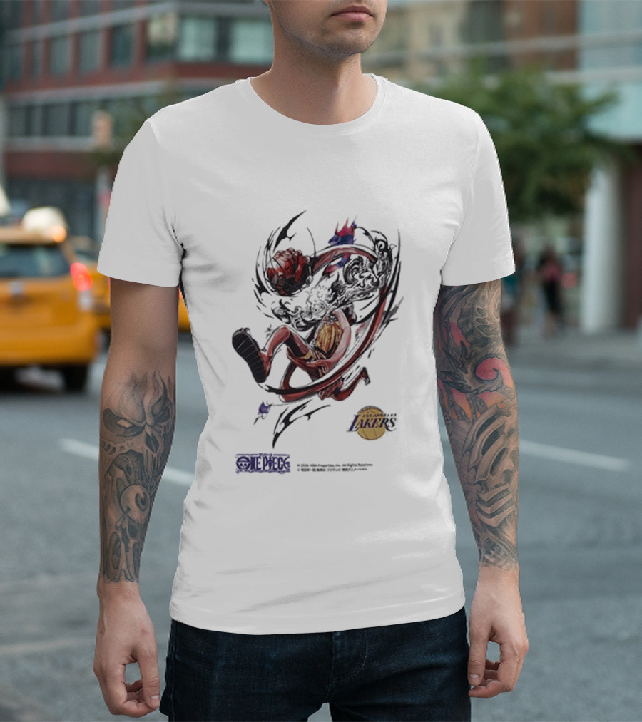 Monkey D Luffy Los Angeles Lakers One Piece NBA 2026 Collaboration 5656 T-Shirt