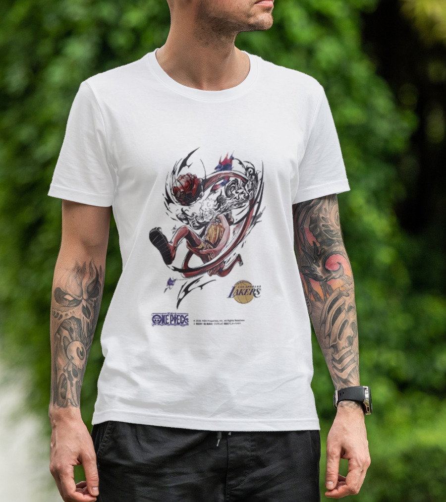 Monkey D Luffy Los Angeles Lakers One Piece NBA 2026 Collaboration 5656 T-Shirt