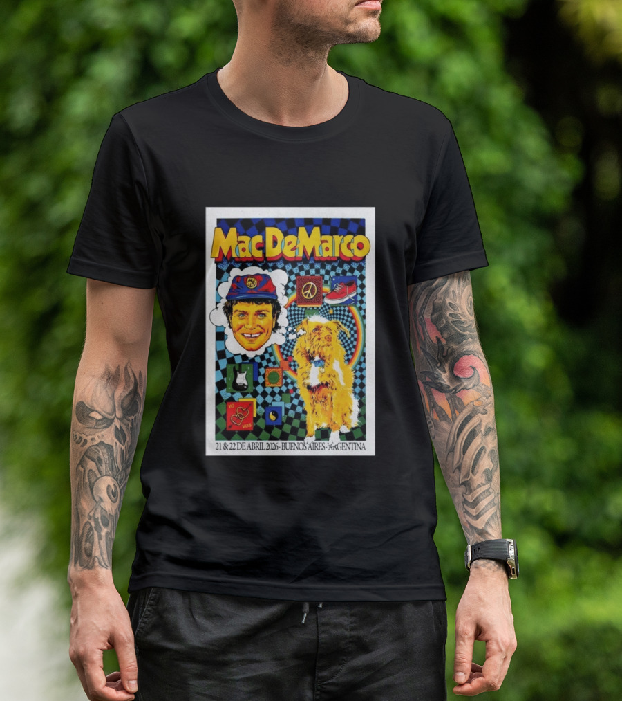 Mac DeMarco 21 22 De Abril 2026 Buenos Aires Argentina Checkerboard Dogg T-Shirt