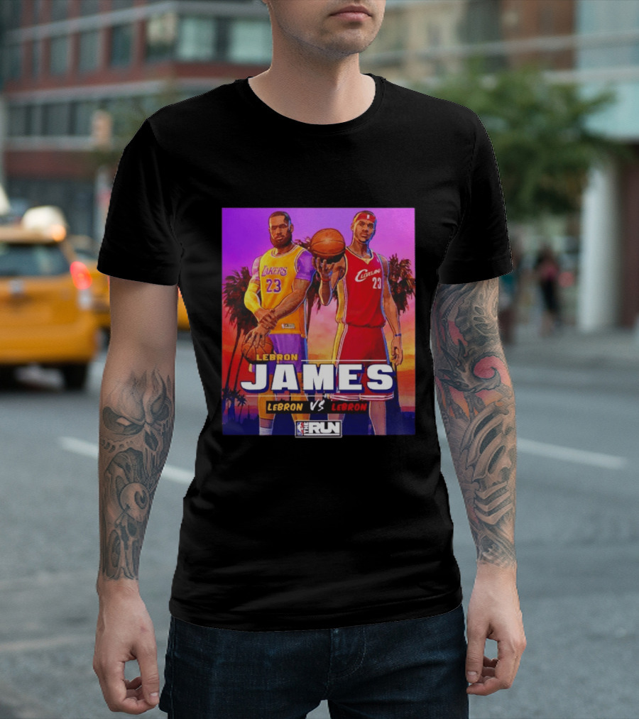 LeBron James Lakers Vs Cleveland The Run NBA Matchup T-Shirt