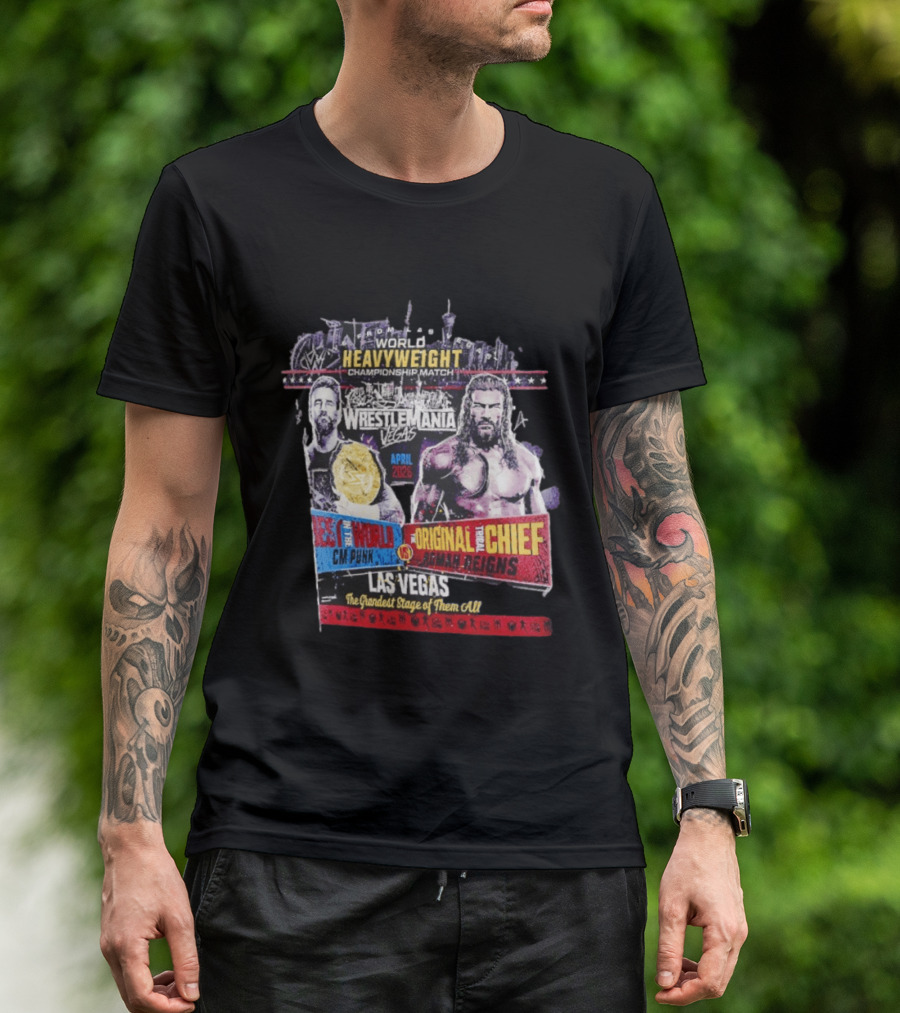 WrestleMania 42 Vegas World Heavyweight CM Punk Vs Roman Reigns T-Shirt