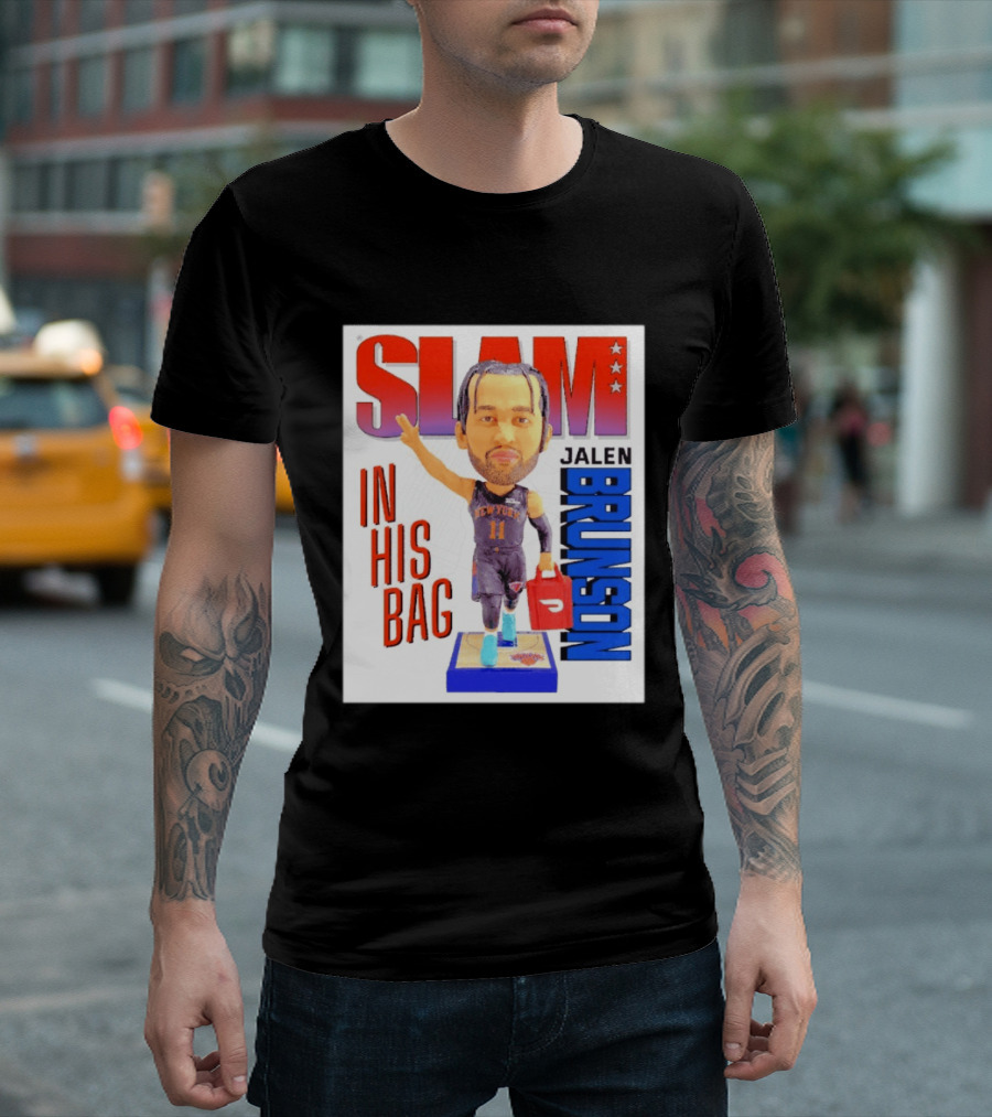 Slam Jalen Brunson New York Knicks In His Bag Big Bobblehead T-Shirt