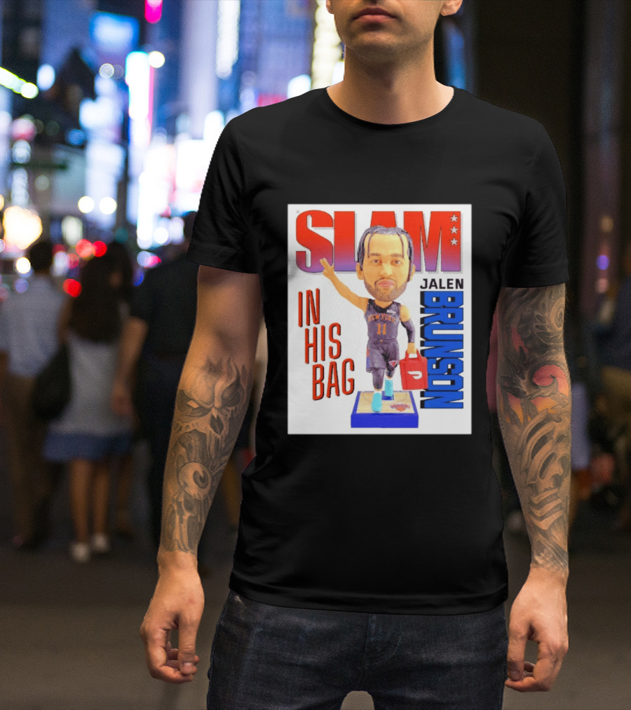 Slam Jalen Brunson New York Knicks In His Bag Big Bobblehead T-Shirt