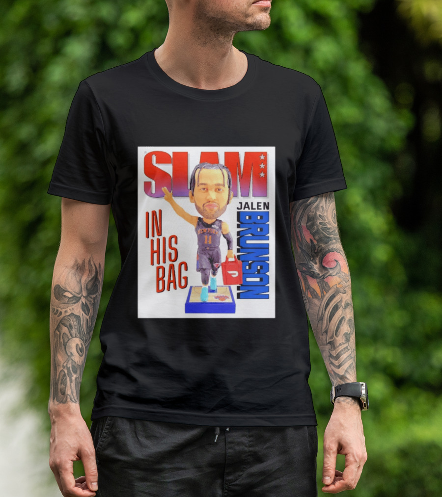 Slam Jalen Brunson New York Knicks In His Bag Big Bobblehead T-Shirt