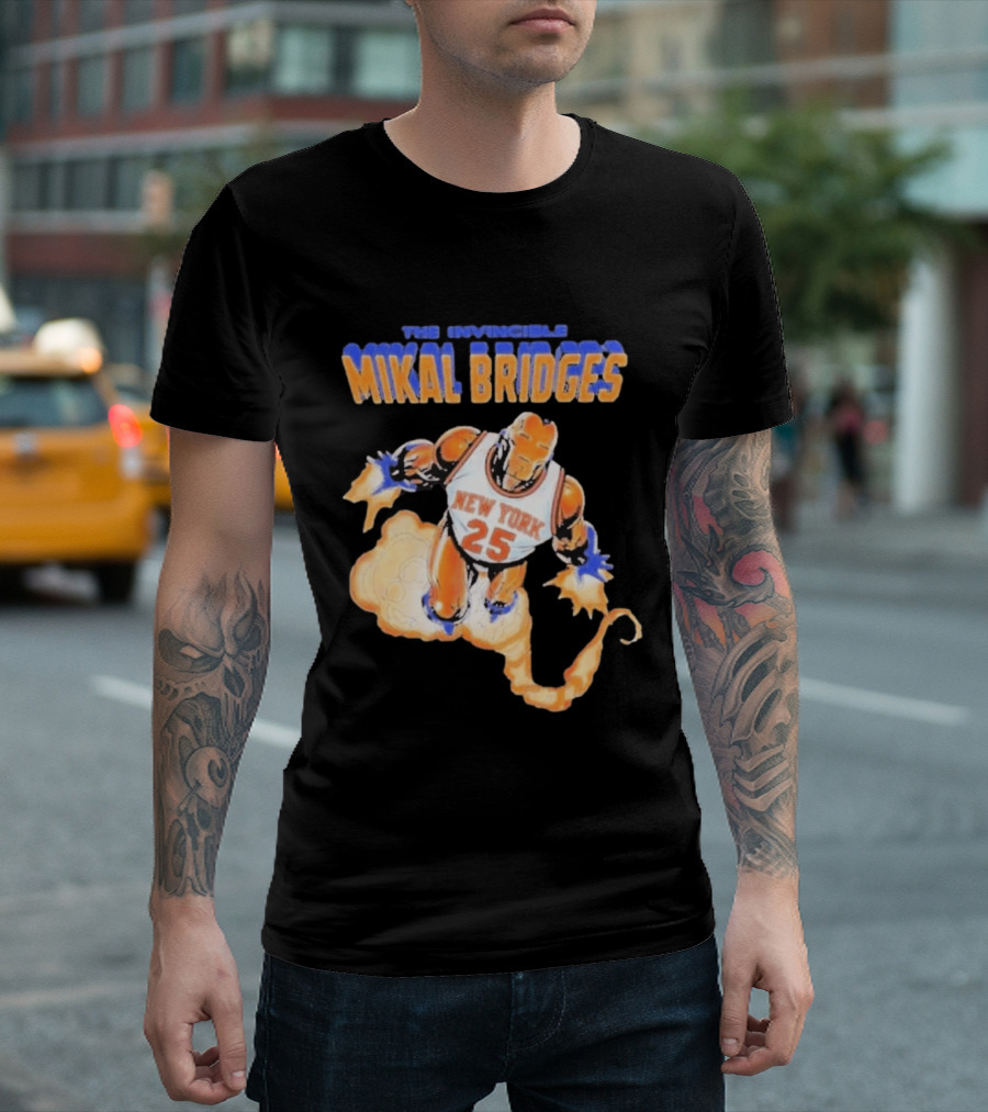 New York Knicks Mikal Bridges Iron Man 25 The Invincible T-Shirt