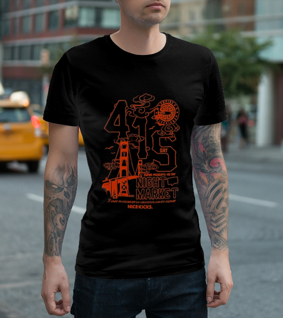 415 San Francisco Golden Gate Bridge Night Market Cityscape T-Shirt