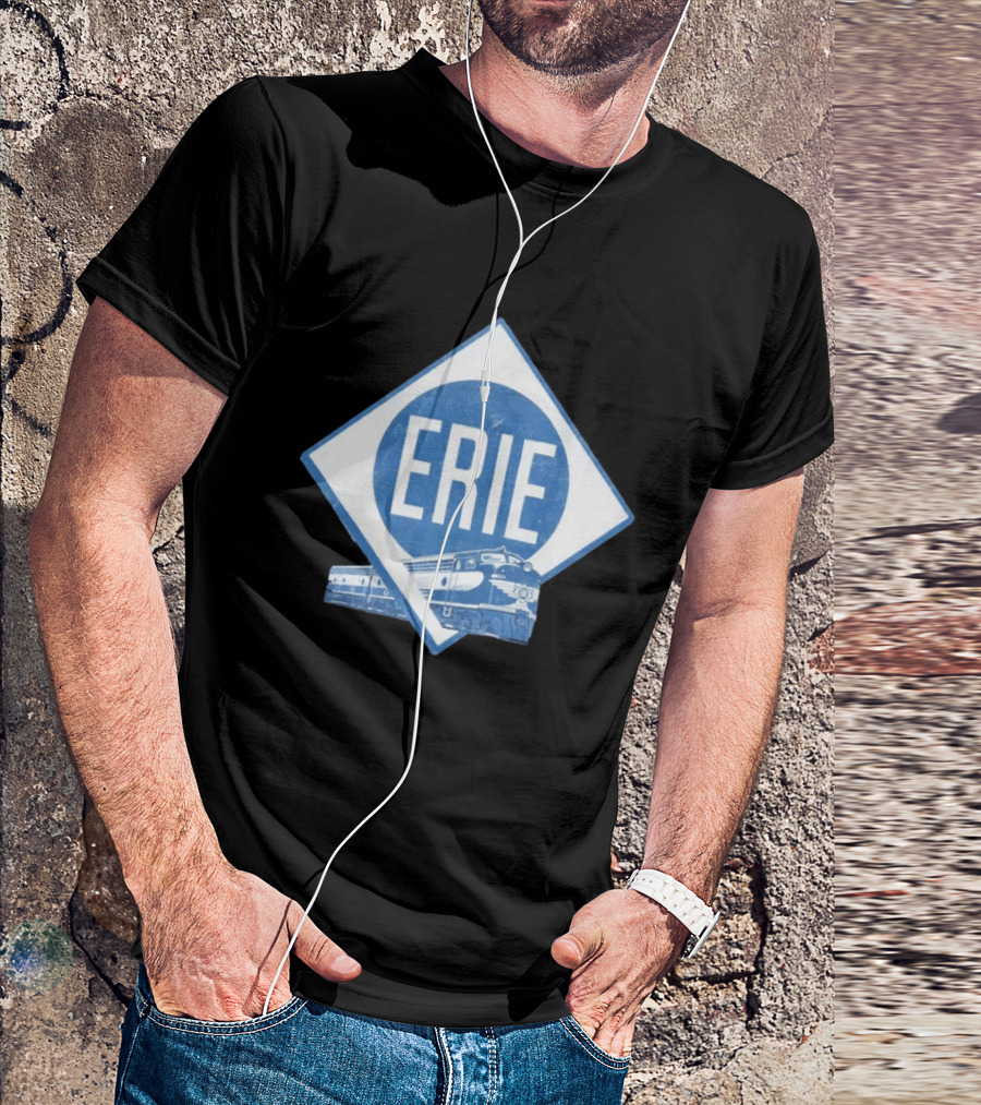 Erie Railway Train Vintage Blue T-Shirt