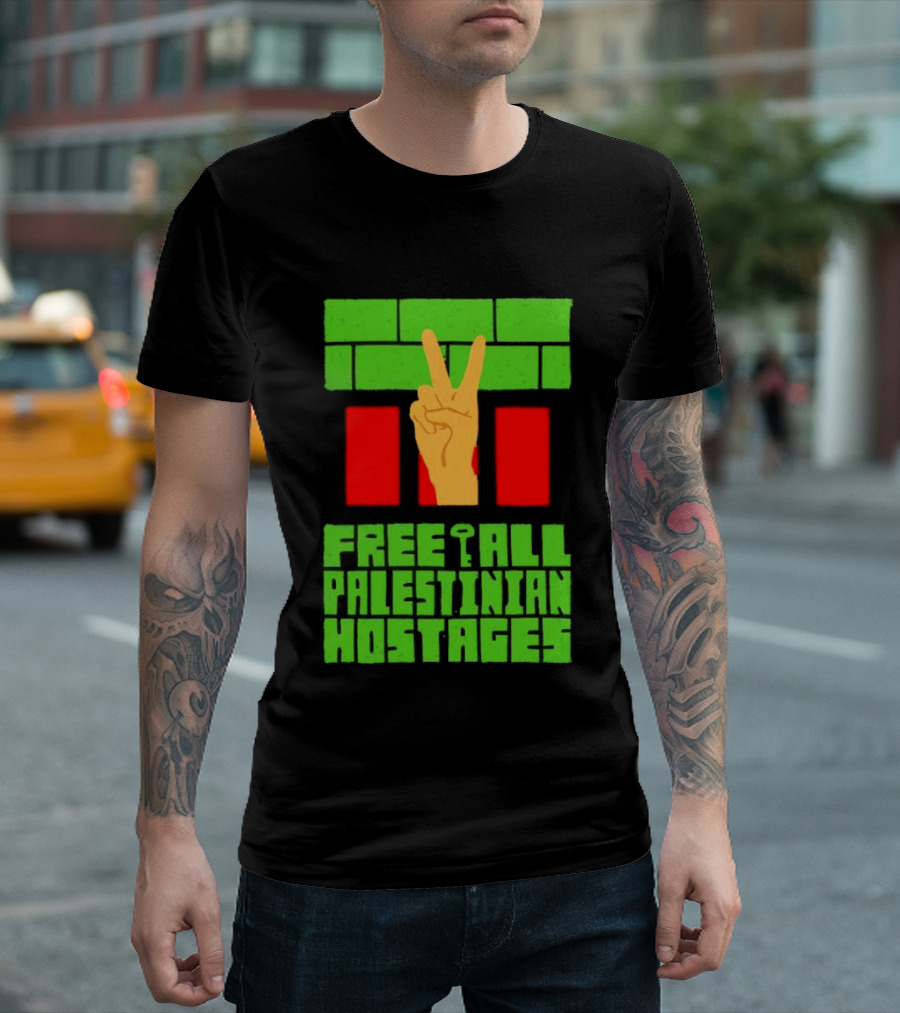 Celebrate Freedom Free All Palestinian Hostages Victory Hand T-Shirt