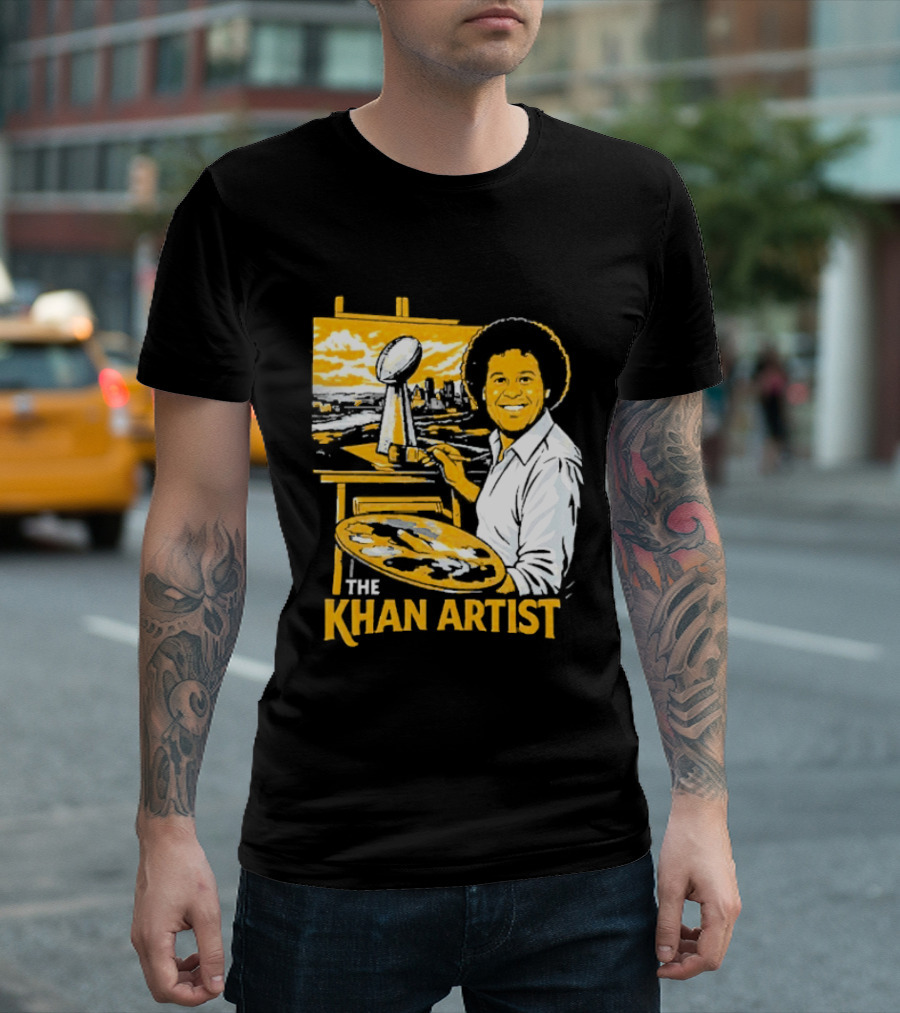 The Khan Artist Pittsburgh Draft Football Trophy Painter T-Shirt