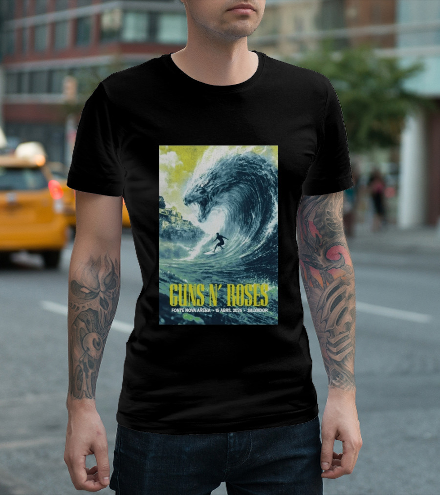Guns N' Roses Concert April 15 2026 Fonte Nova Arena Salvador Surfer Wave T-Shirt