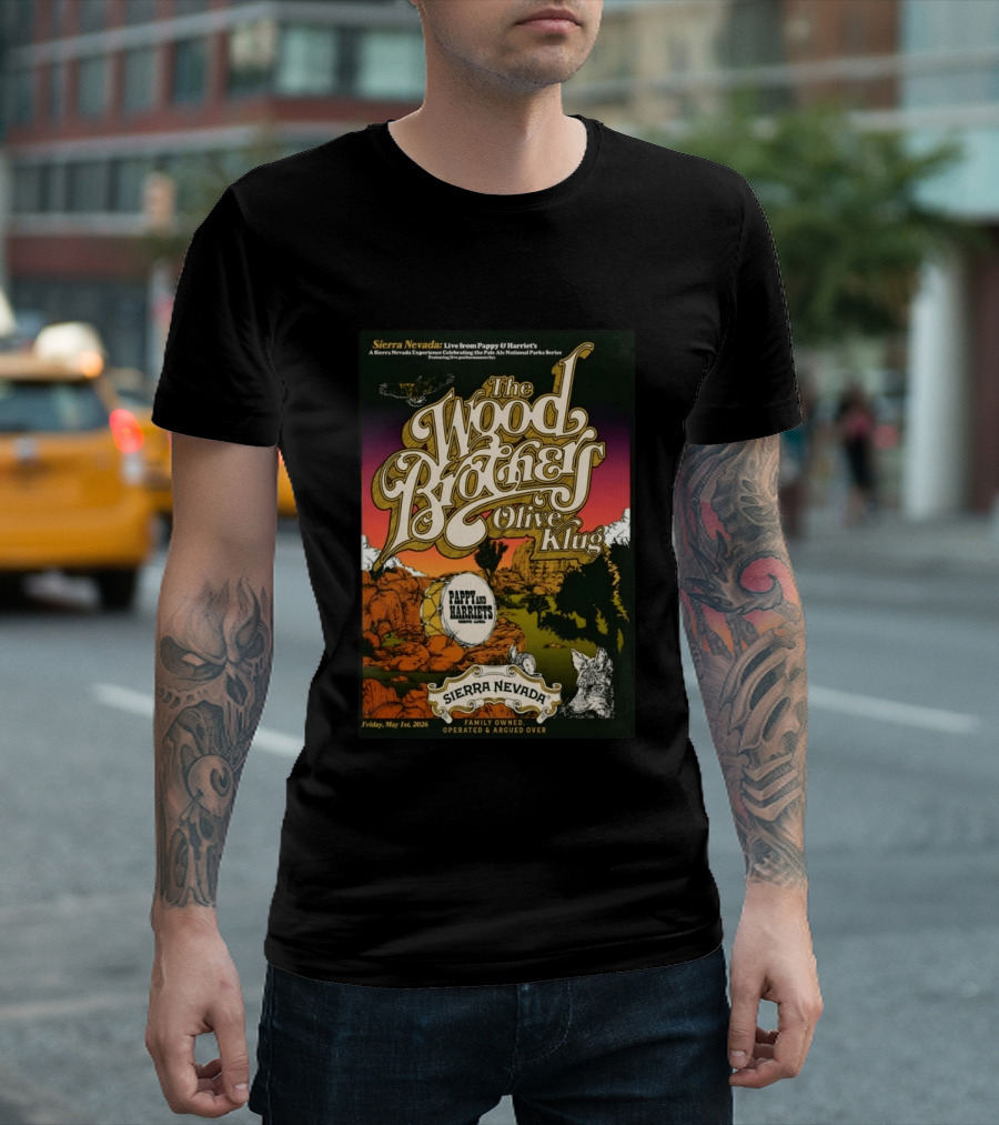 Sierra Nevada Presents The Wood Brothers Olive Klug Live May 1 2026 Pappy & Harriet's Pioneertown CA T-Shirt