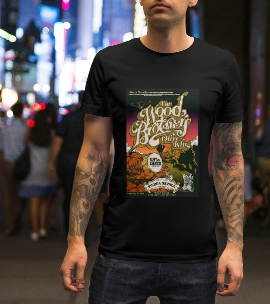 Sierra Nevada Presents The Wood Brothers Olive Klug Live May 1 2026 Pappy & Harriet's Pioneertown CA T-Shirt