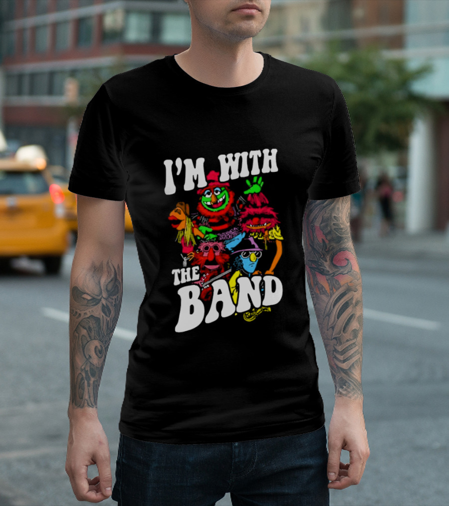 I'm With The Band Muppet Characters Colorful Collage T-Shirt