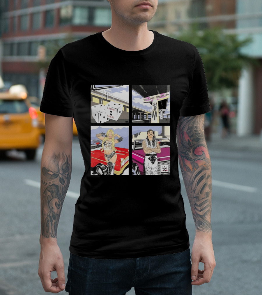 Ripple Junction Dominik Mysterio Liv Morgan 00s RPG WWE Latino Cheat Dice T-Shirt