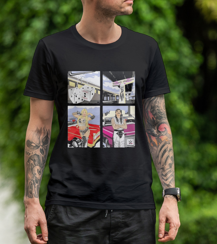 Ripple Junction Dominik Mysterio Liv Morgan 00s RPG WWE Latino Cheat Dice T-Shirt