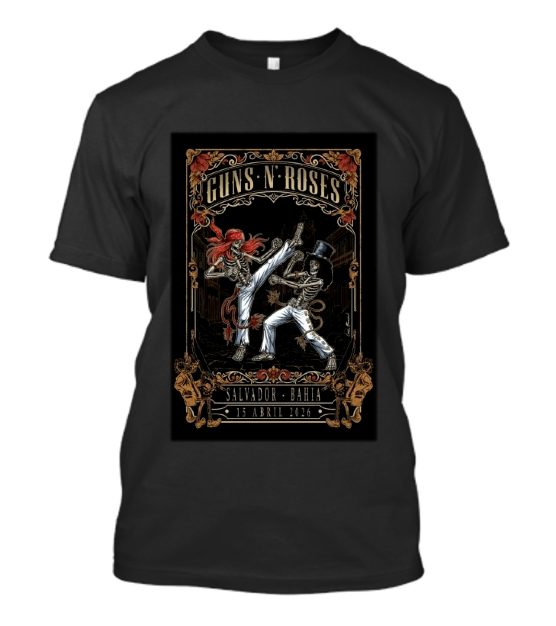 Guns N' Roses Salvador Bahia 15 Abril 2026 Skeletons Fighting T-Shirt