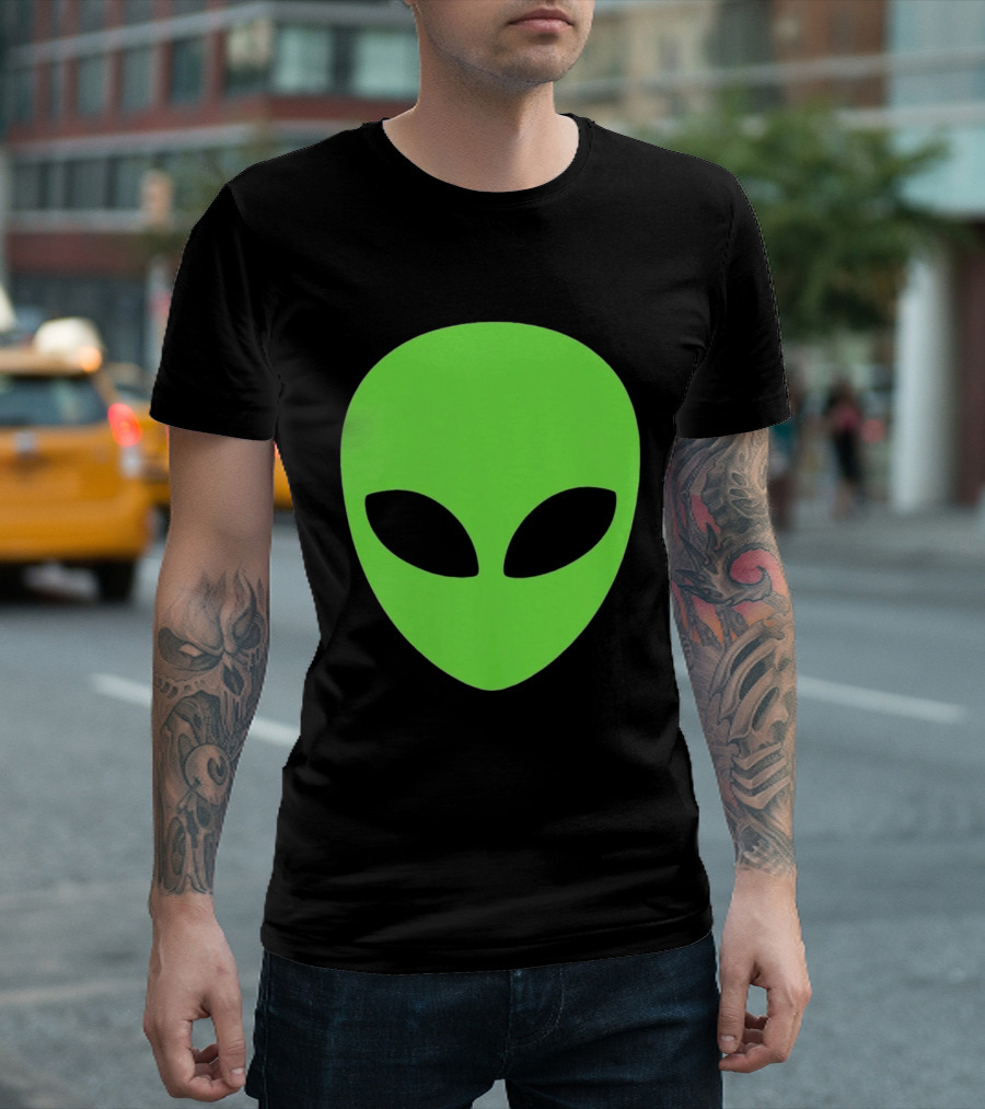 Balenciaga 2020 Alien Green Face Black Eyes T-Shirt