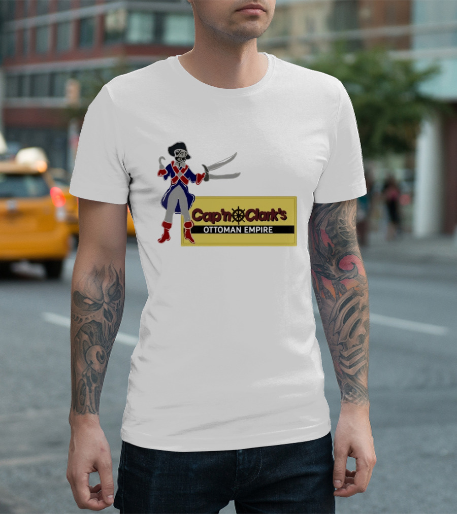 Cap'n Clark's Ottoman Empire Pirate With Crossed Swords T-Shirt