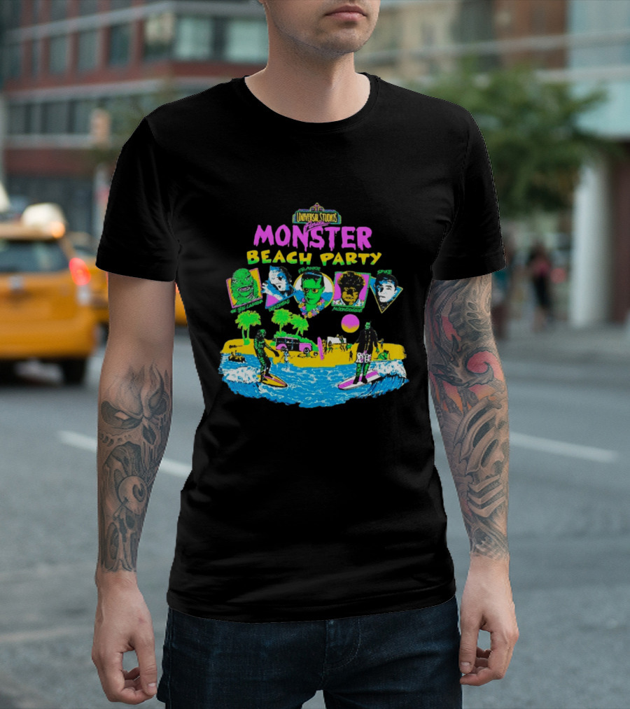 Universal Studios Florida Monster Beach Party The Big Lagoona Deadhead Frankie Retro Style Fun T-Shirt